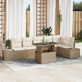Dārza Dīvānu Komplekts 7 Pcs Bēša Un Krēmkrāsa 100 X 55 X 73 Cm Vidaxl