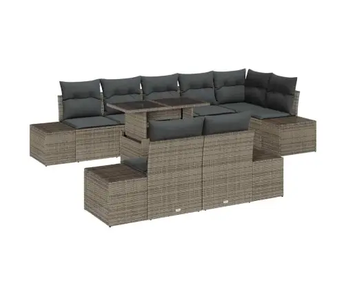 9 Daļu Dārza Dīvānu Komplekts Ar Pelēkiem Spilveniem Vidaxl