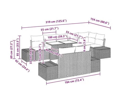 9 Daļu Dārza Dīvānu Komplekts Ar Spilveniem, Bēšs Polirats Vidaxl
