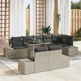 Dārza Dīvānu Komplekts 9 Pcs Gaiši Pelēka 100 X 55 X 73 Cm Vidaxl