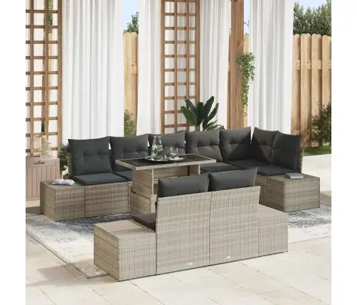 9 Daļu Dārza Dīvānu Komplekts Ar Spilveniem Gaiši Pelēkā Poliraftā Vidaxl 9 Daļu Dārza Dīvānu Komplekts Ar Spilveniem Gaiši Pelēkā Poliraftā Vidaxl