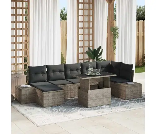 Sodo Sofų Rinkinys Su Pagalve 8 Pcs Pilka Sodo Sofų Rinkinys Su Pagalve 8 Pcs Pilka