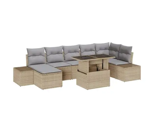 Sodo Sofų Rinkinys 8 Pcs Smėlio Ir Šviesiai Pilkos Spalvos