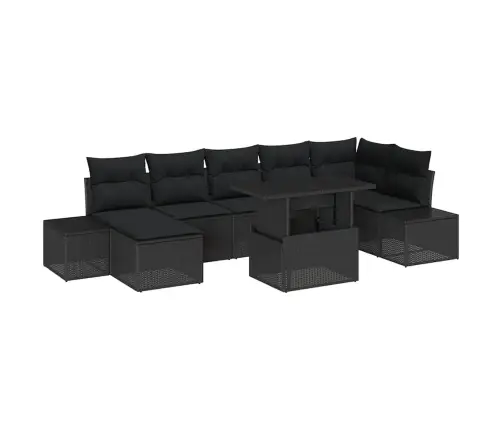 8 Daļu Dārza Dīvānu Komplekts Ar Spilveniem, Melns Polirats Vidaxl