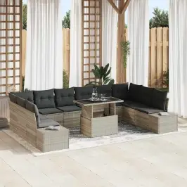 Sodo Sofų Rinkinys 11 Pcs Šviesiai Pilka 100 X 55 X 73 Cm