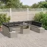 Sodo Sofų Rinkinys 11 Pcs Šviesiai Pilka 100 X 55 X 73 Cm