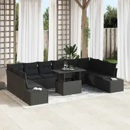 Dārza Dīvānu Komplekts 11 Pcs Melna 100 X 55 X 73 Cm Vidaxl
