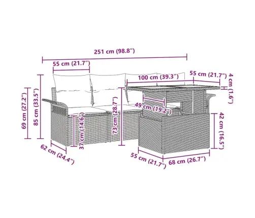 Aia Diivanikomplekt Padjaga 5 Pcs Beež Ja Helehall