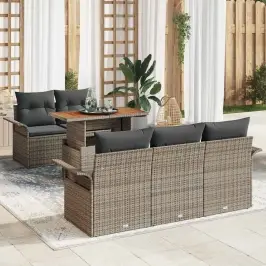 Sodo Sofų Rinkinys Su Pagalve 6 Pcs Pilka 100 X 55 X 73 Cm