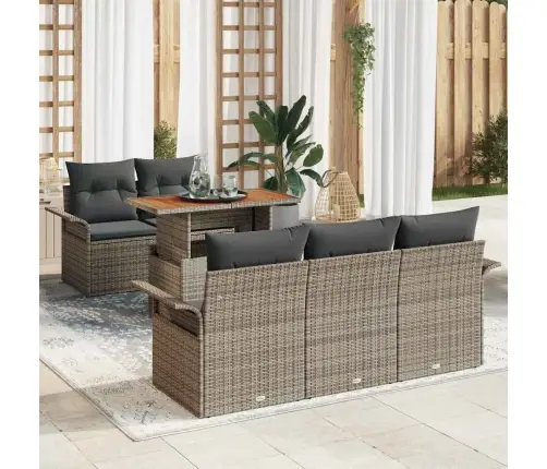 Sodo Sofų Rinkinys Su Pagalve 6 Pcs Pilka 100 X 55 X 73 Cm