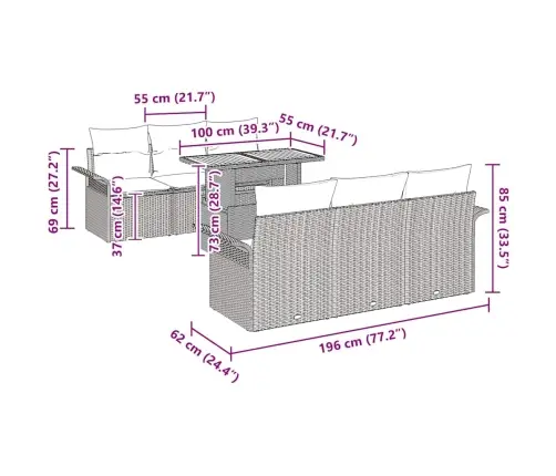 Aia Diivanikomplekt Padjaga 7 Pcs Must Ja Kreemjas
