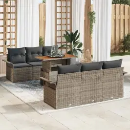 Sodo Sofų Rinkinys Su Pagalve 7 Pcs Pilka 100 X 55 X 73 Cm