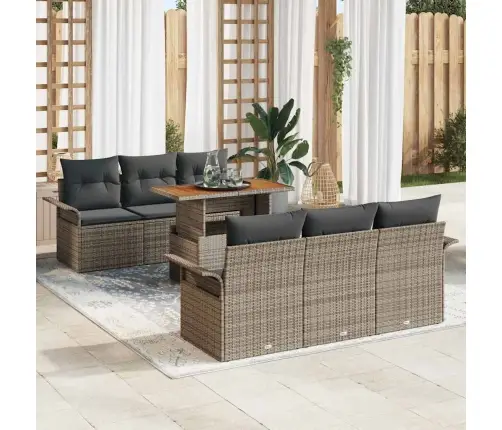 Sodo Sofų Rinkinys Su Pagalve 7 Pcs Pilka 100 X 55 X 73 Cm