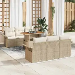Dārza Dīvānu Komplekts 7 Pcs Bēša Un Krēmkrāsa 100 X 55 X 73 Cm Vidaxl