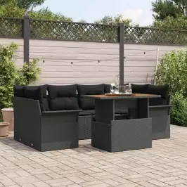 Dārza Dīvānu Komplekts Ar Spilvenu 7 Pcs Melna 100 X 55 X 73 Cm Vidaxl