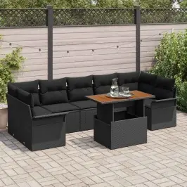 Dārza Dīvānu Komplekts Ar Spilvenu 8 Pcs Melna 100 X 55 X 73 Cm Vidaxl