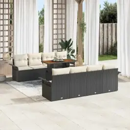Dārza Dīvānu Komplekts Ar Spilvenu 7 Pcs Melna Un Krēmkrāsas Vidaxl