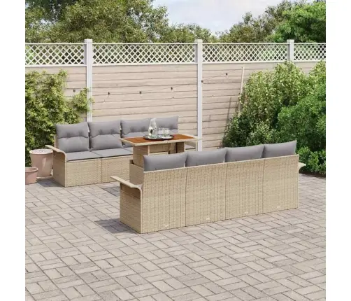 Sodo Sofų Rinkinys 7 Pcs Smėlio Ir Šviesiai Pilkos Spalvos