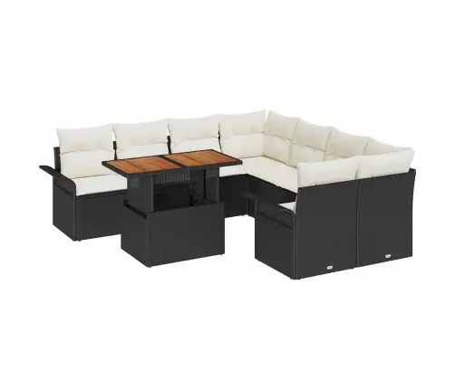 9 Daļu Dārza Dīvānu Komplekts Ar Spilveniem Vidaxl