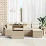 Sodo Sofų Rinkinys Su Pagalve 6 Pcs Smėlio Ir Kreminės Spalvos