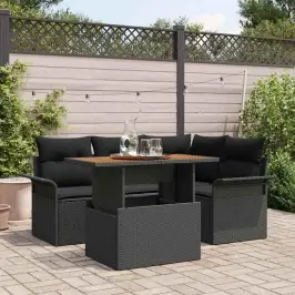 Dārza Dīvānu Komplekts Ar Spilvenu 5 Pcs Melna 100 X 55 X 73 Cm Vidaxl