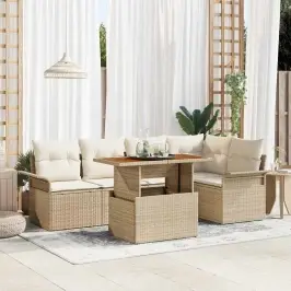 Dārza Dīvānu Komplekts 6 Pcs Bēša Un Krēmkrāsa 100 X 55 X 73 Cm Vidaxl