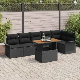 Dārza Dīvānu Komplekts Ar Spilvenu 7 Pcs Melna 100 X 55 X 73 Cm Vidaxl