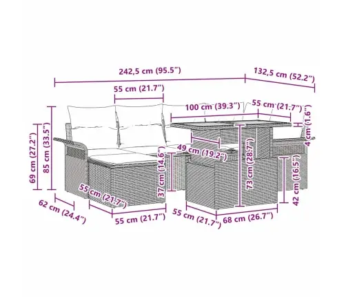 Aia Diivanikomplekt Padjaga 7 Pcs Must Ja Kreemjas