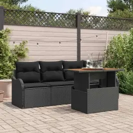 Dārza Dīvānu Komplekts Ar Spilvenu 5 Pcs Melna 100 X 55 X 73 Cm Vidaxl