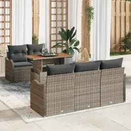 Sodo Sofų Rinkinys Su Pagalve 6 Pcs Pilka