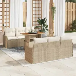 Dārza Dīvānu Komplekts 7 Pcs Bēša Un Krēmkrāsa 100 X 55 X 73 Cm Vidaxl