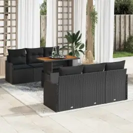 Dārza Dīvānu Komplekts Ar Spilvenu 7 Pcs Melna 100 X 55 X 73 Cm Vidaxl