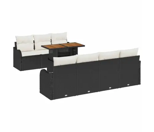 8 Gabalu Dārza Dīvāna Komplekts Ar Spilveniem Melnā Poli Rotangpalmas Vidaxl