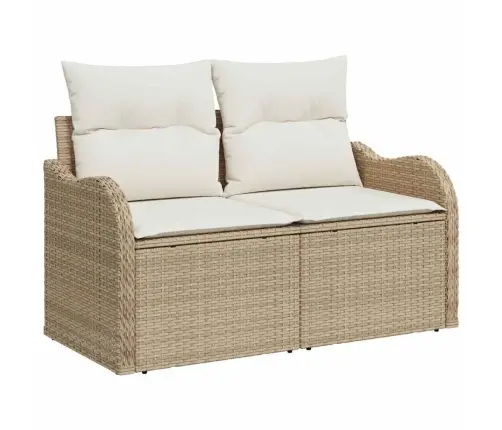 Sodo Sofų Rinkinys Su Pagalve 8 Pcs Smėlio Ir Kreminės Spalvos
