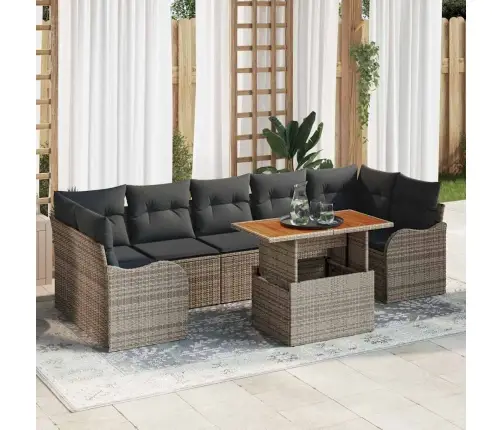 Sodo Sofų Rinkinys Su Pagalve 8 Pcs Pilka