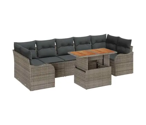 Sodo Sofų Rinkinys Su Pagalve 8 Pcs Pilka