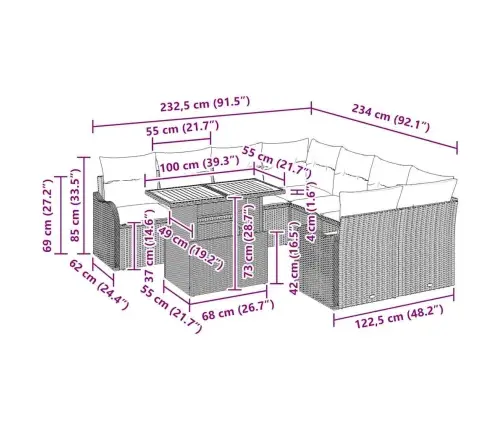 Aia Diivanikomplekt Padjaga 7 Pcs Beež Ja Kreemjas