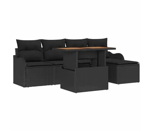 Sodo Sofų Rinkinys Su Pagalve 6 Pcs Juoda