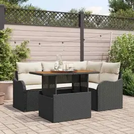 Sodo Sofų Rinkinys 5 Pcs Juoda Ir Kreminė 100 X 55 X 73 Cm