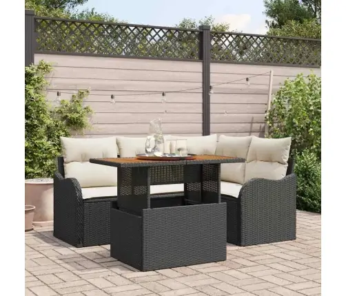 Sodo Sofų Rinkinys 5 Pcs Juoda Ir Kreminė 100 X 55 X 73 Cm Sodo Sofų Rinkinys 5 Pcs Juoda Ir Kreminė 100 X 55 X 73 Cm