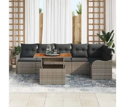 Sodo Sofų Rinkinys Su Pagalve 7 Pcs Pilka