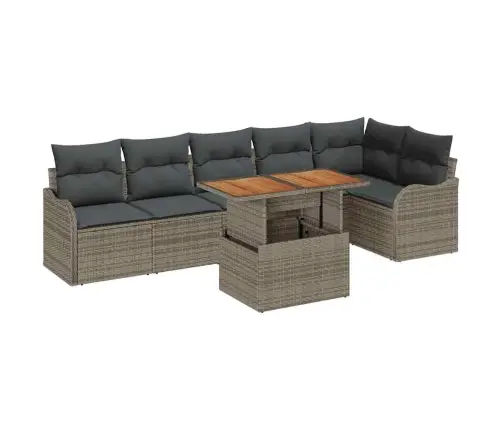 Sodo Sofų Rinkinys Su Pagalve 7 Pcs Pilka