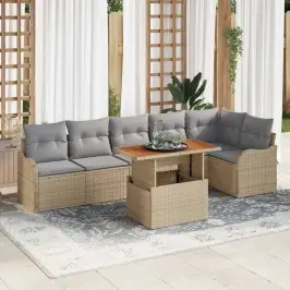 Aia Diivanikomplekt 7 Pcs Beež Ja Helehall 100 X 55 X 73 Cm
