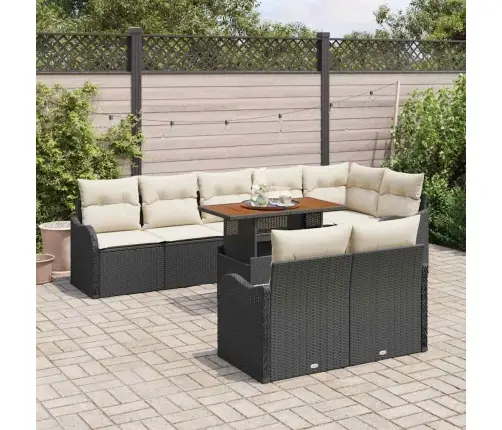 Sodo Sofų Rinkinys Su Pagalve 9 Pcs Juoda Ir Kreminė