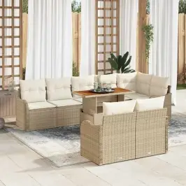 Dārza Dīvānu Komplekts 9 Pcs Bēša Un Krēmkrāsa 100 X 55 X 73 Cm Vidaxl