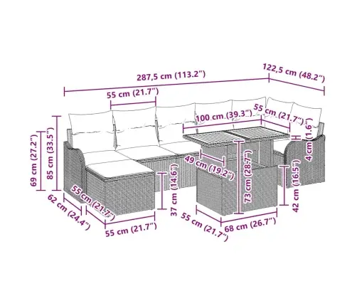 Aia Diivanikomplekt Padjaga Ladustamisega 8 Pcs Hall