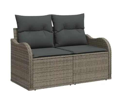 9 Daļīgs Dārza Dīvānu Komplekts Ar Spilveniem Pelēka Poli Rotangpalma Akācija Vidaxl