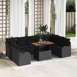 Dārza Dīvānu Komplekts 10 Pcs Melna 100 X 55 X 73 Cm Vidaxl