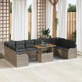 Sodo Sofų Rinkinys Su Pagalve 11 Pcs Pilka 100 X 55 X 73 Cm