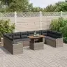 Sodo Sofų Rinkinys Su Pagalve 11 Pcs Pilka 100 X 55 X 73 Cm